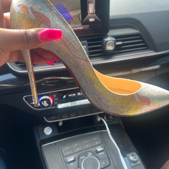 Christian Louboutin Pigalle Follies Lurex Flame Pointed Toe Pump Shoes 41/10 - Picture 2 of 3